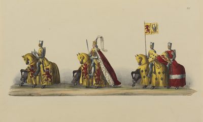 32581 Afbeelding van het twaalfde deel van de maskerade van de studenten van de Utrechtse hogeschool, voorstellende de ...